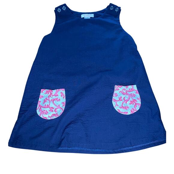 Emily Lacey dark blue pink floral pocket tank dress SIZE 6 - Picture 1 of 4